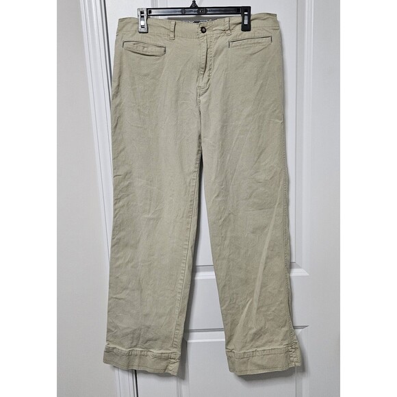 Horny Toad Pants Women’s 12 (34x30.5) Tan Straight Leg Ankle Side Slit Pockets - Picture 1 of 10